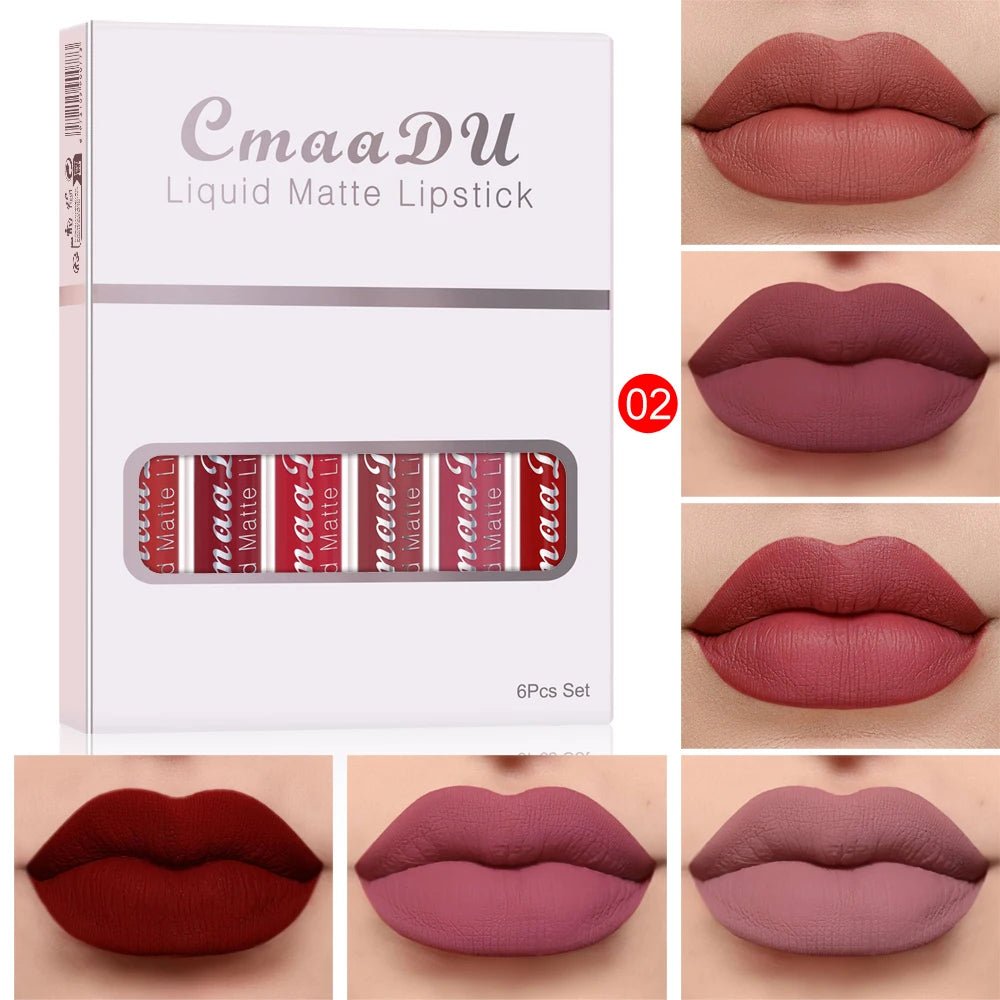 VelvetStay™ 6-Piece Liquid Matte Lipstick Set - Glow Labs USA