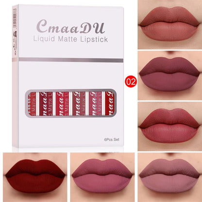 VelvetStay™ 6-Piece Liquid Matte Lipstick Set - Glow Labs USA