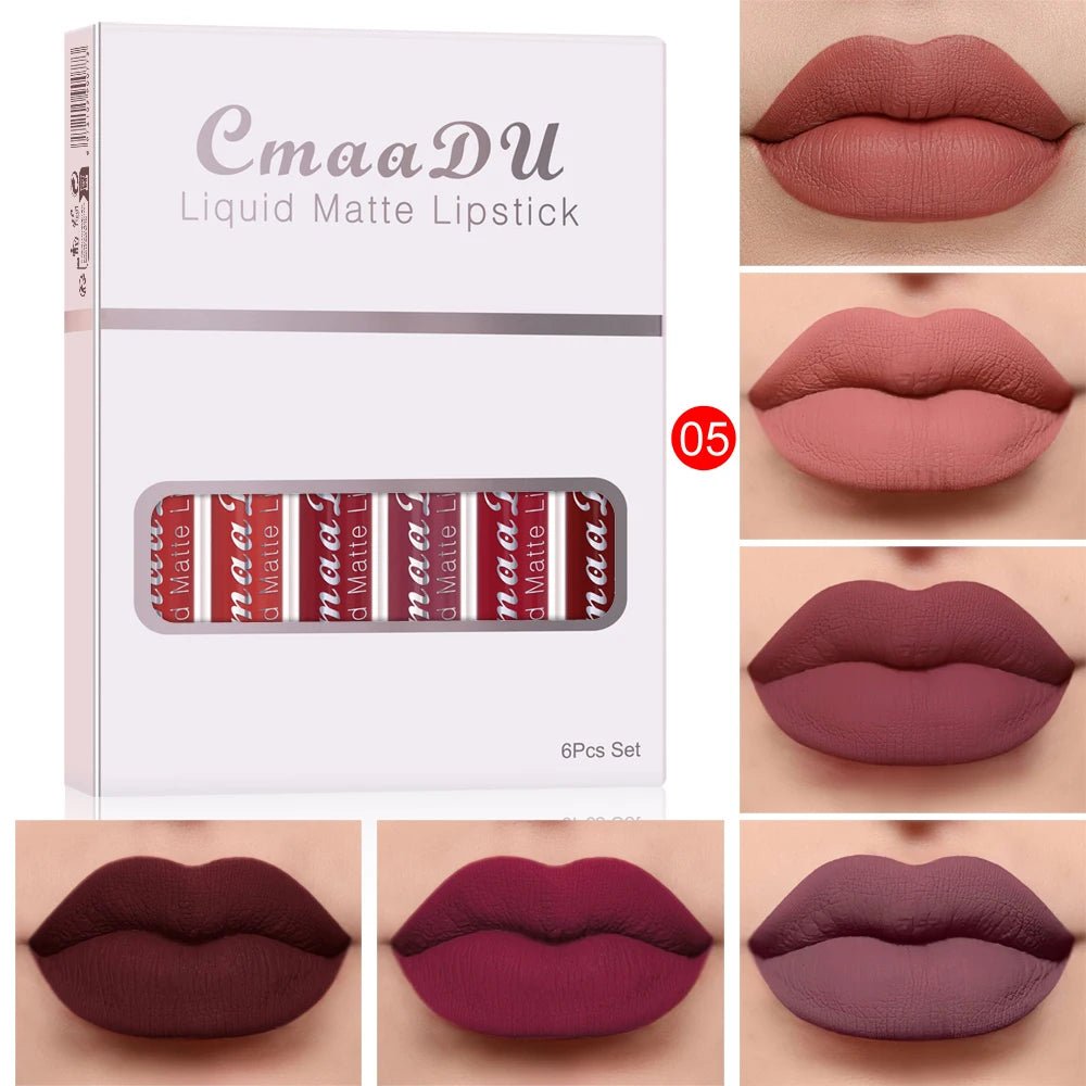 VelvetStay™ 6-Piece Liquid Matte Lipstick Set - Glow Labs USA