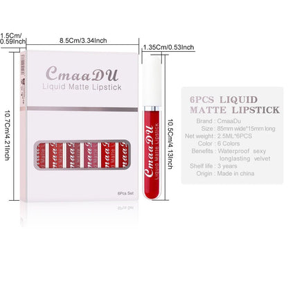 VelvetStay™ 6-Piece Liquid Matte Lipstick Set - Glow Labs USA