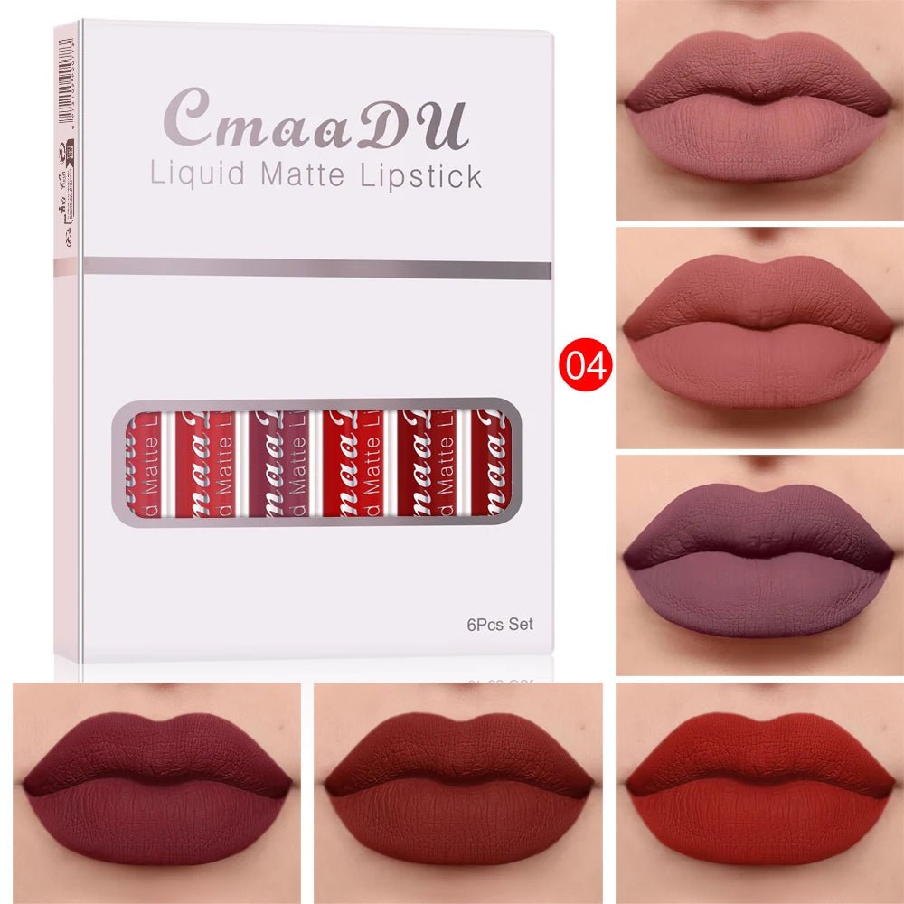 VelvetStay™ 6-Piece Liquid Matte Lipstick Set - Glow Labs USA