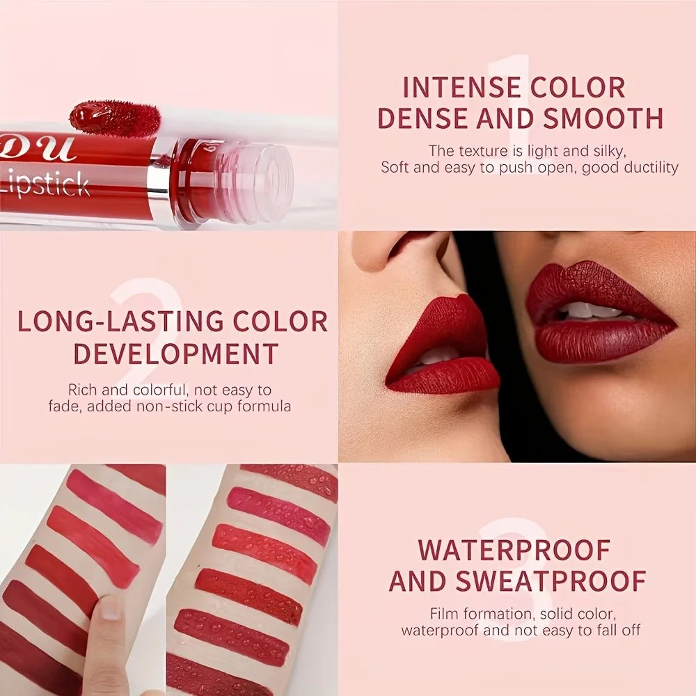 VelvetStay™ 6-Piece Liquid Matte Lipstick Set - Glow Labs USA