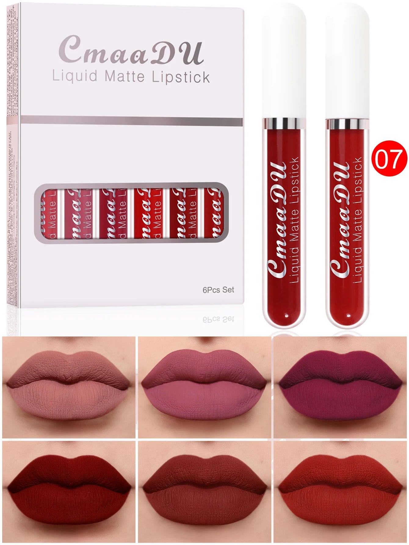 VelvetStay™ 6-Piece Liquid Matte Lipstick Set - Glow Labs USA