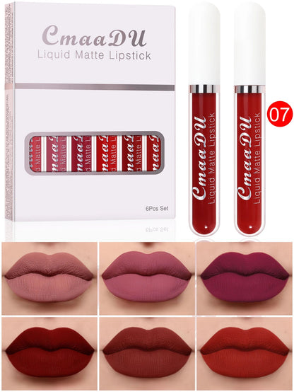 VelvetStay™ 6-Piece Liquid Matte Lipstick Set - Glow Labs USA
