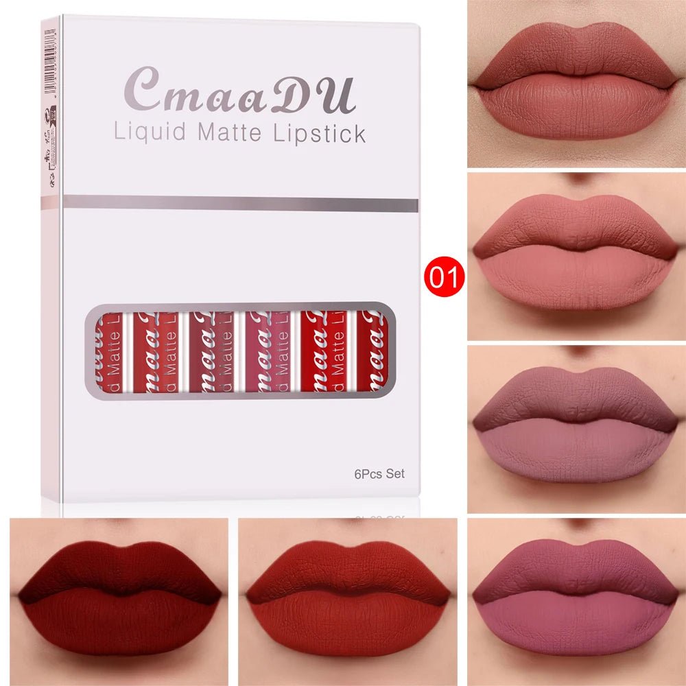 VelvetStay™ 6-Piece Liquid Matte Lipstick Set - Glow Labs USA