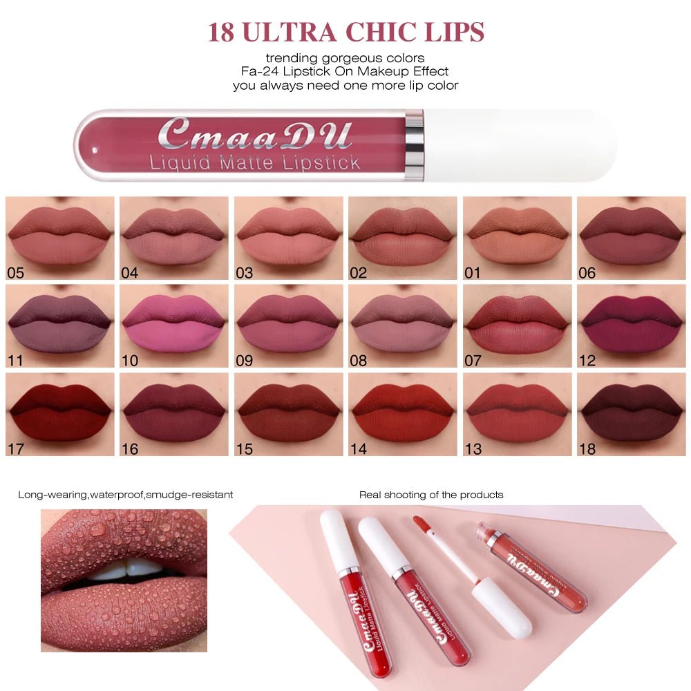 VelvetStay™ 6-Piece Liquid Matte Lipstick Set - Glow Labs USA